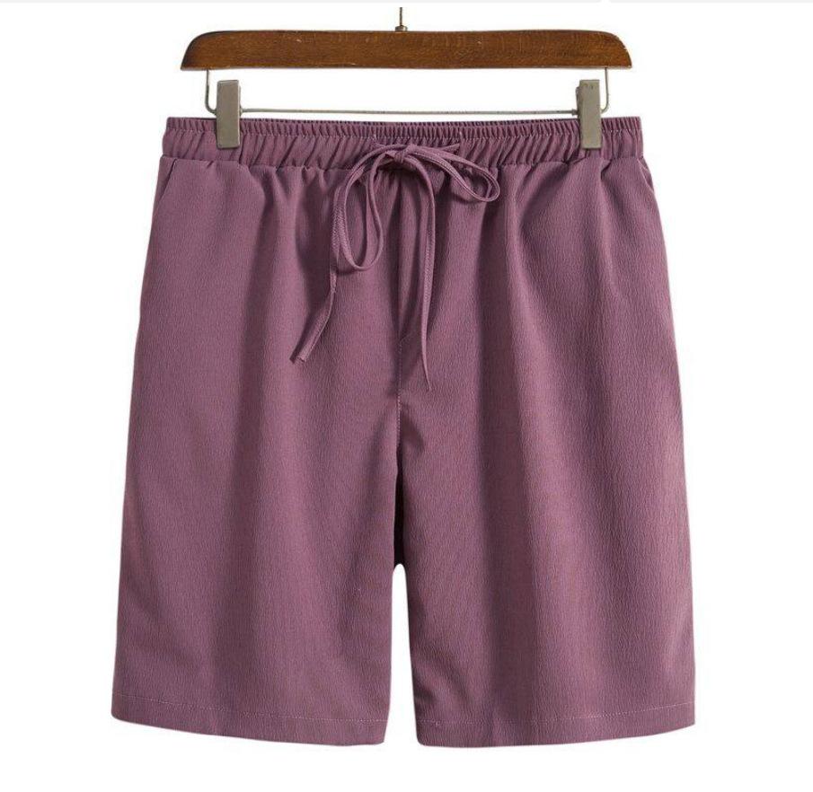 Cotton-linen Shorts Japanese-style Solid-color Casual Drawstring Beach Pants For Men