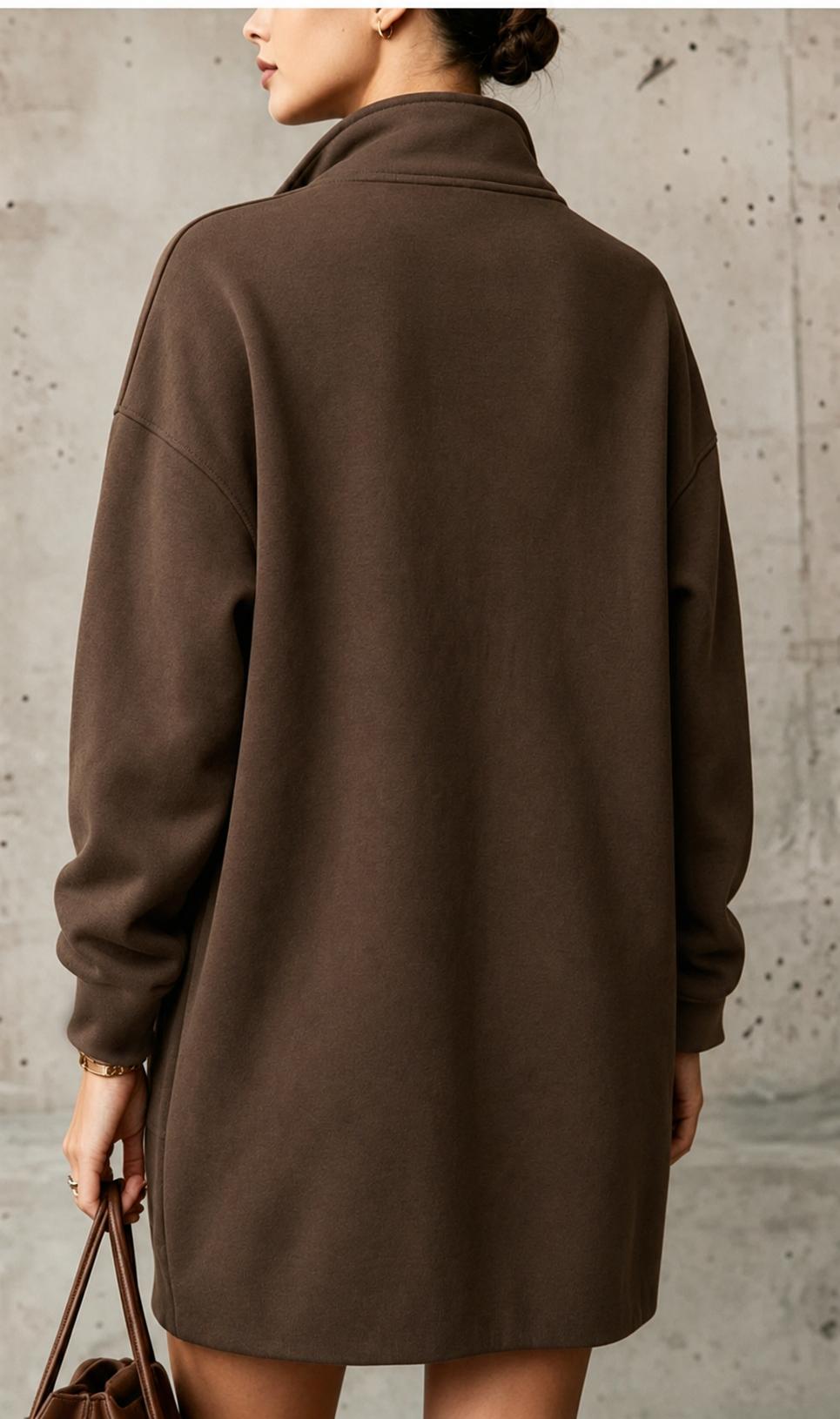Half-zip Stand-up Collar Hoodie Dress