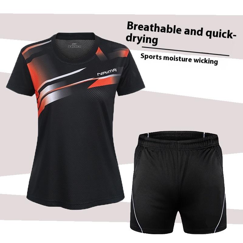 Badminton Suit Set Summer Short Sleeved Top Men's And Women's Lapel