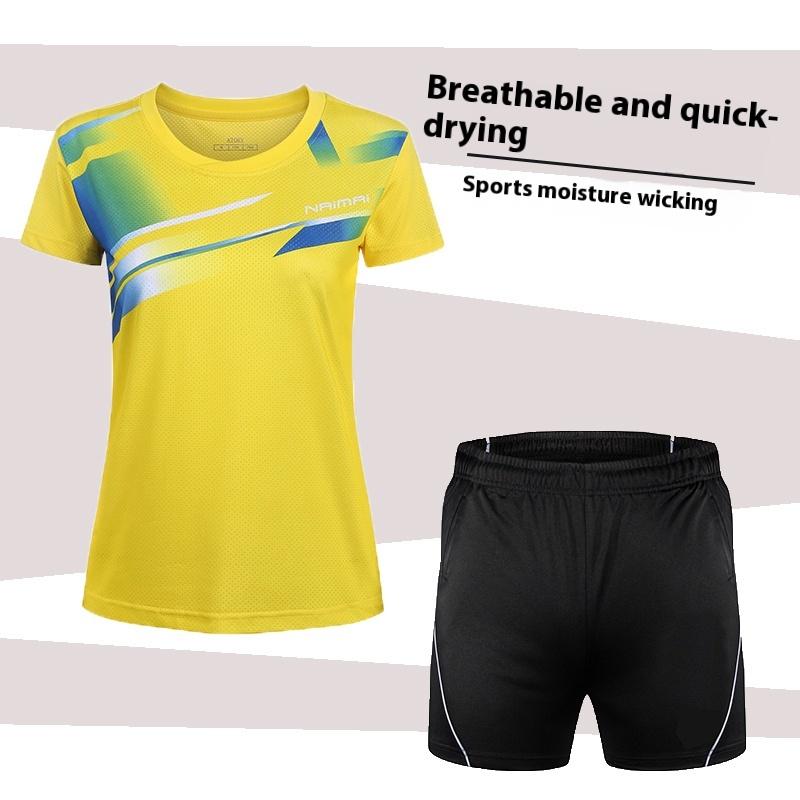 Badminton Suit Set Summer Short Sleeved Top Men's And Women's Lapel