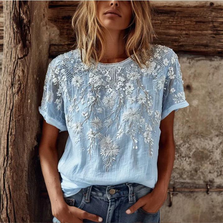 Round-neck Printed Short-sleeve T-shirt