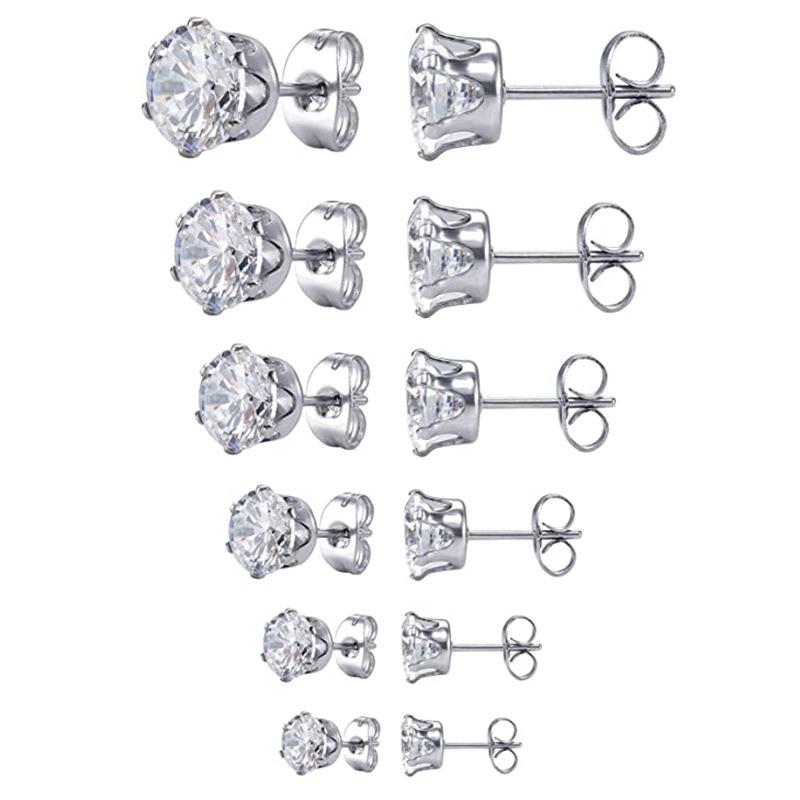 Crown Six-prong High-end AAA Zircon Stud Earrings