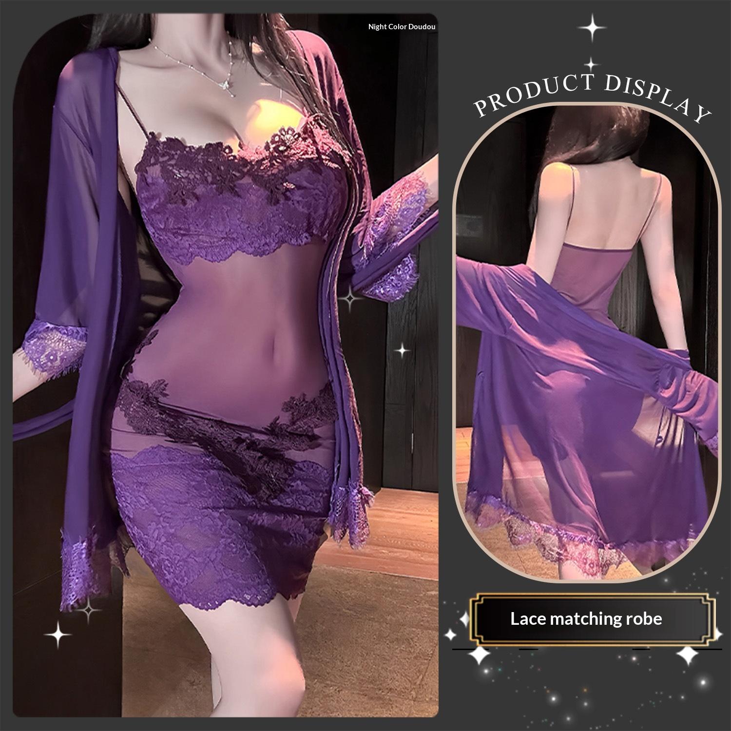 Purple Lace Outerwear Gown / M