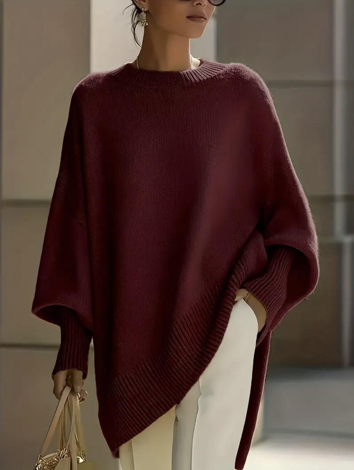Women's Thick Knitted Pullover Sweater Loose Fit Round Neck Casual All-Match Top For Autumn Winter