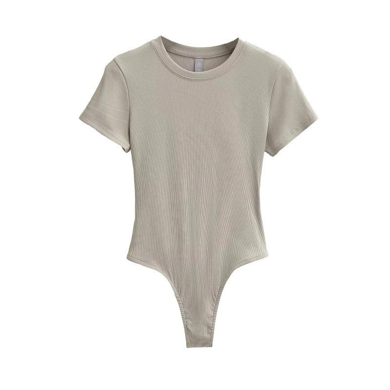 Neck Short Sleeve Rompers Slim Fit Slimming T-shirt Top