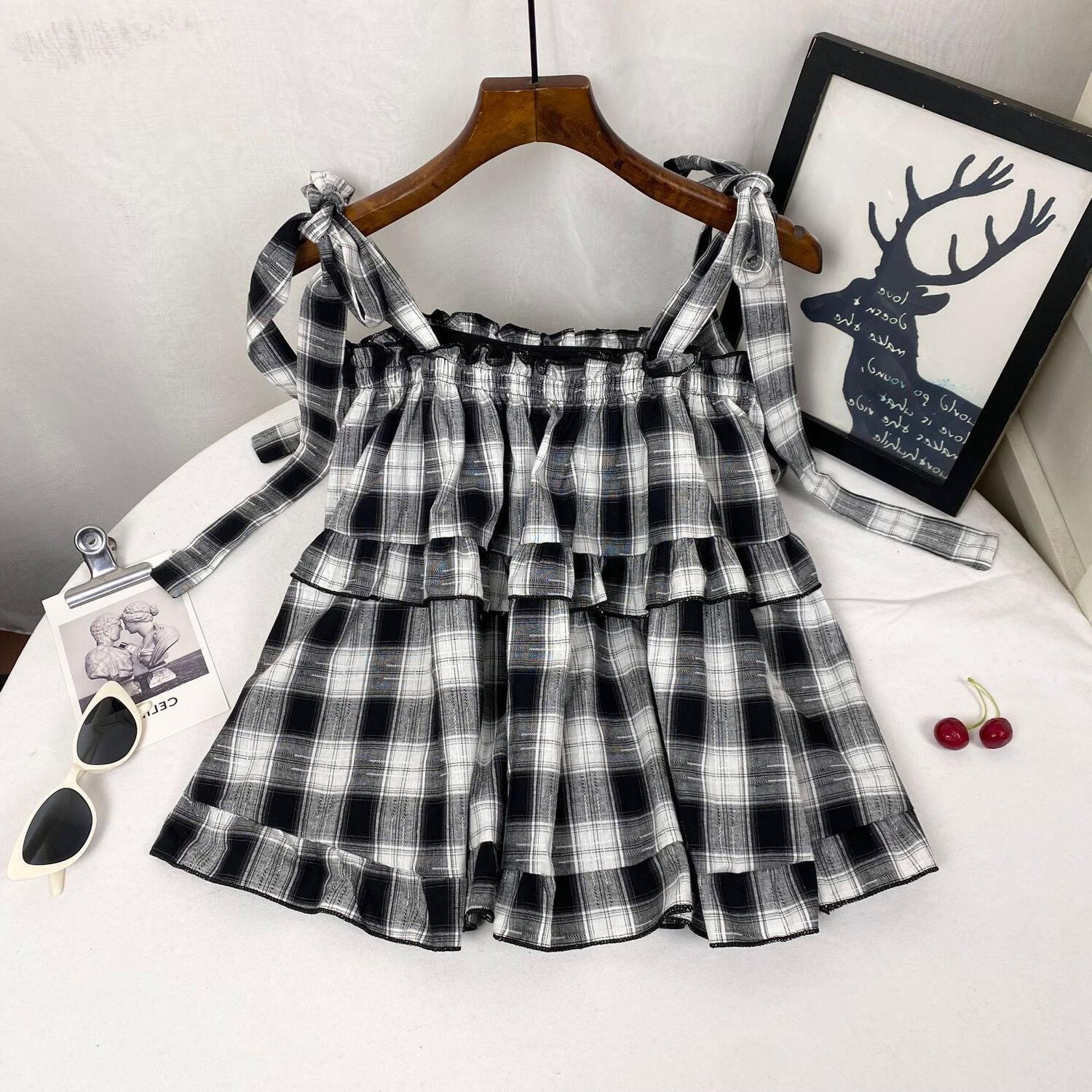 Sweet Girl Summer New Western Style Youthful-looking Ruffle Sleeveless Vest Women's Top