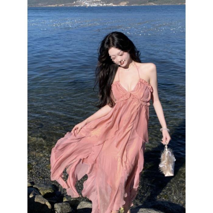 Sexy Backless Halter Suspender Skirt Women's Seaside