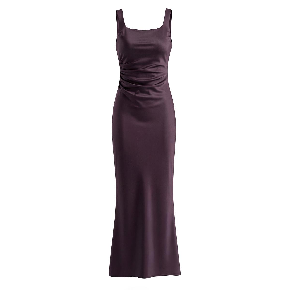 Solid-color Elegant Strap-waistline Long Dress