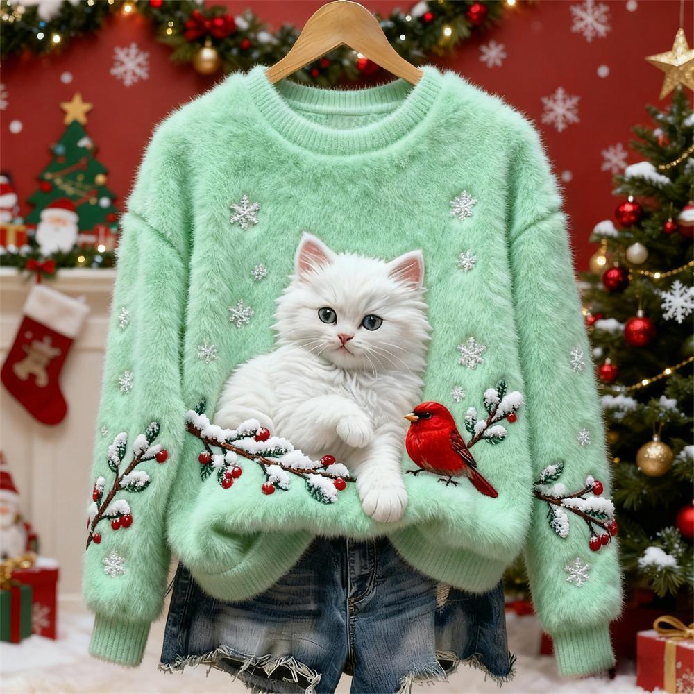 3D Digital Print Pattern Christmas Women's Flannel Sweatshirt