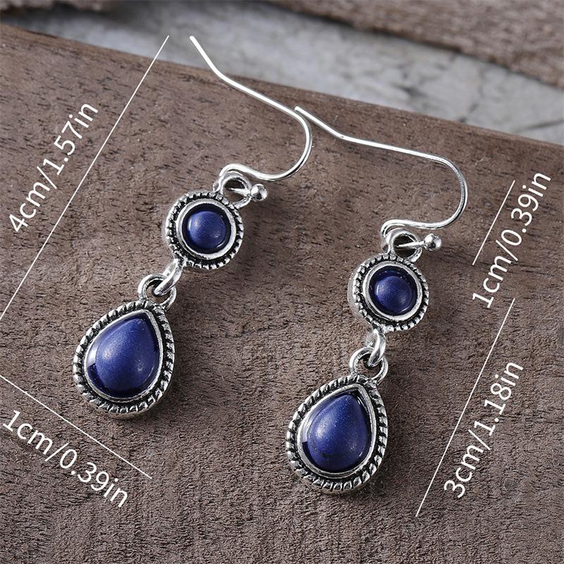 Retro Ethnic-Style Floral Waterdrop-Shaped Alloy Earrings