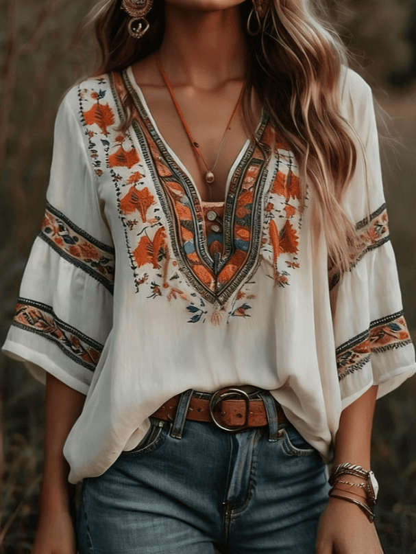 Women's Bohemian Retro Floral T-Shirt