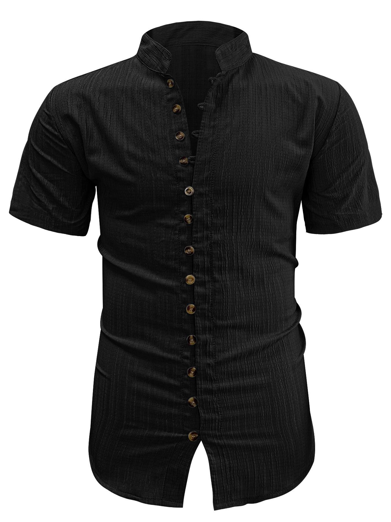 Mens Plus-Size Short-Sleeve Casual Cardigan Shirt