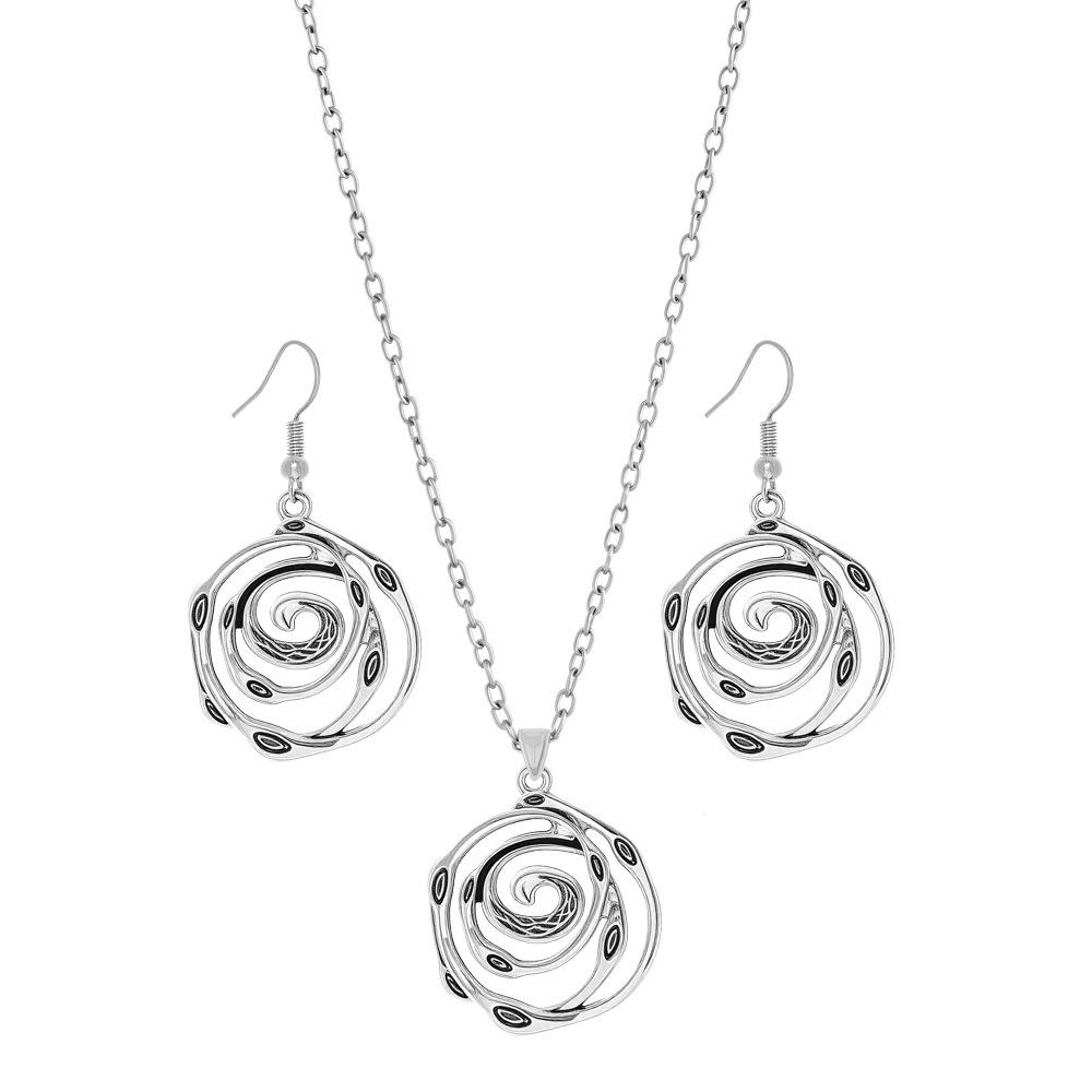 Floral Swirl Womens Earring And Necklace Set