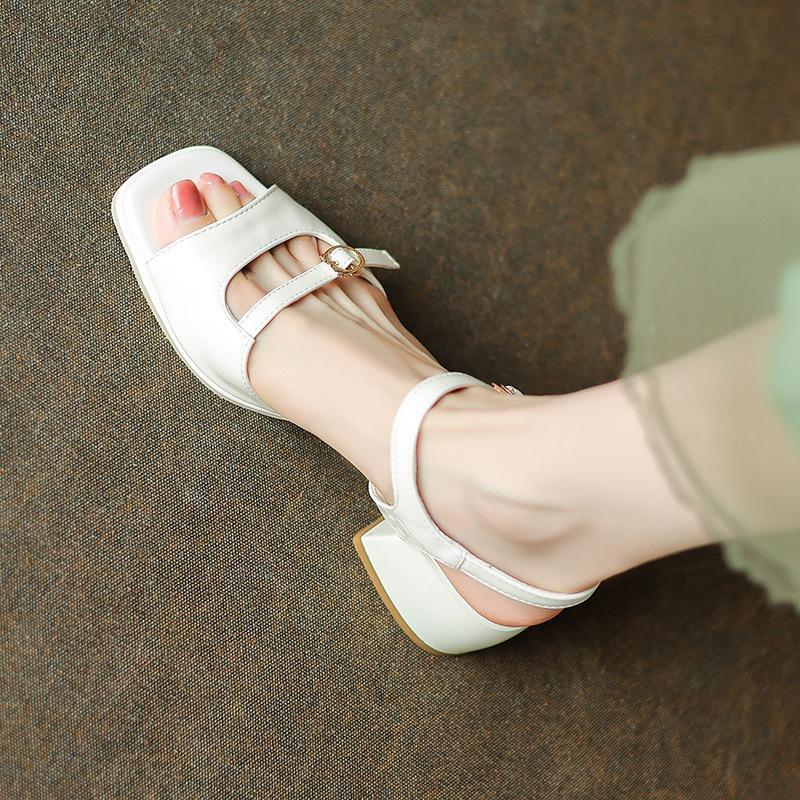 Plus-size Shoes Fish-mouth Design Chunky Heel Ankle-strap Sandals For Women
