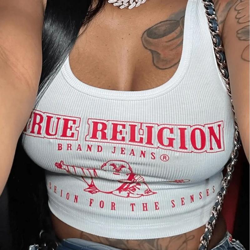 Fashion Open Collar Printed Letter Vest Sunken Stripe Letters