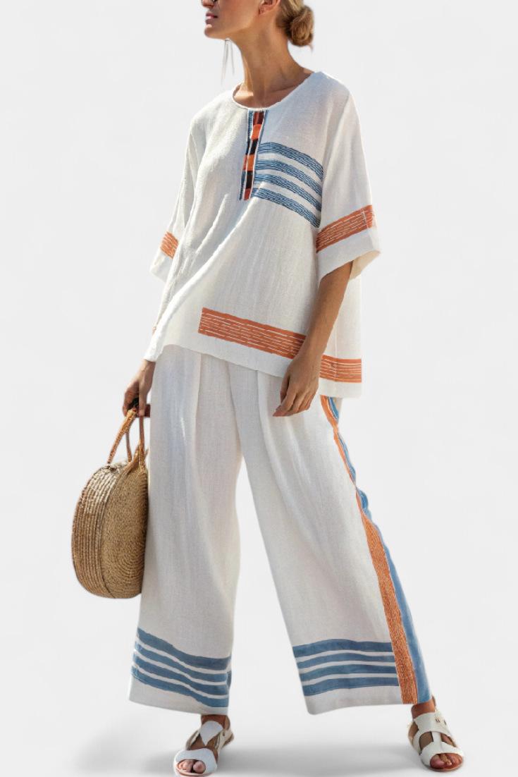 Plus-size Loose Casual Womens Beach Two-piece Set