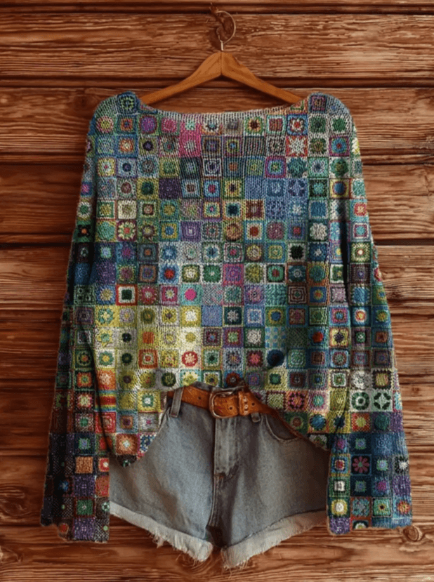 Re-work Printed Women's Sweater, Casual And Comfortable