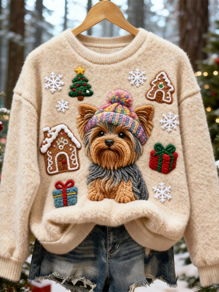 Womens Printed Christmas Flannel Hoodie Top
