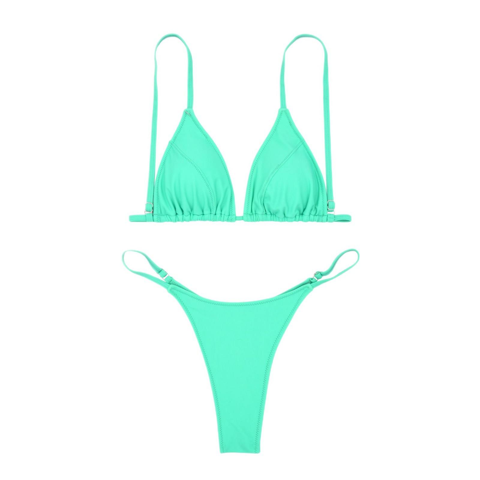 European And American Solid Color Women's Advanced Sexy Seaside Bikini Swimsuit