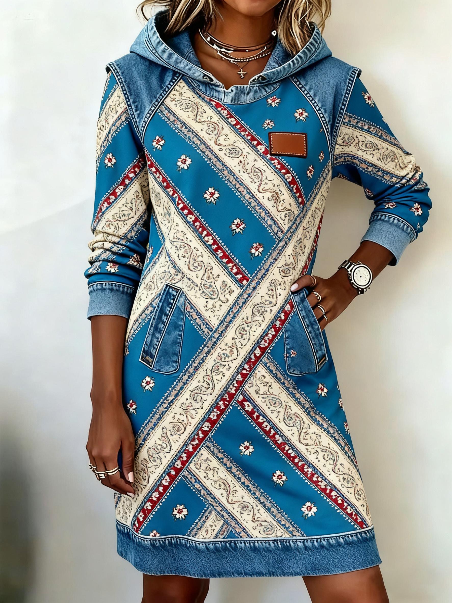Women's Casual Hooded Loose Short Dress