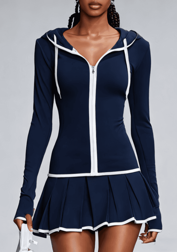 Color Blocking Hooded Sports Suit