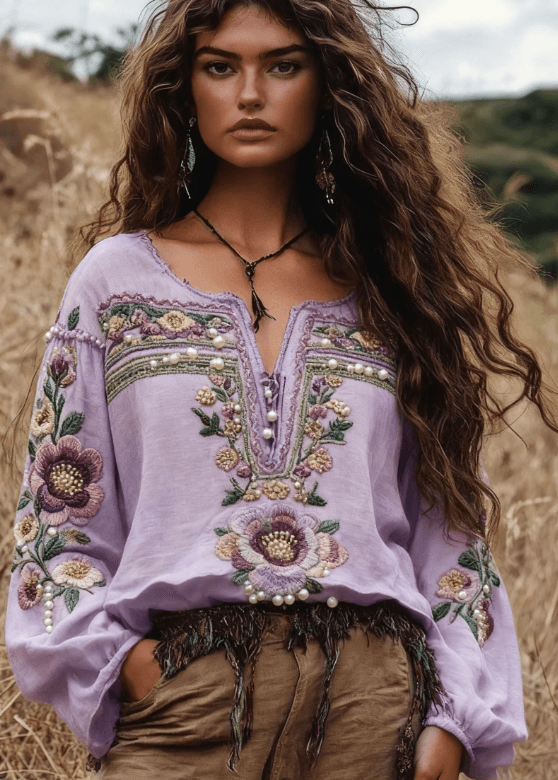 Women's Bohemian Retro Floral T-Shirt