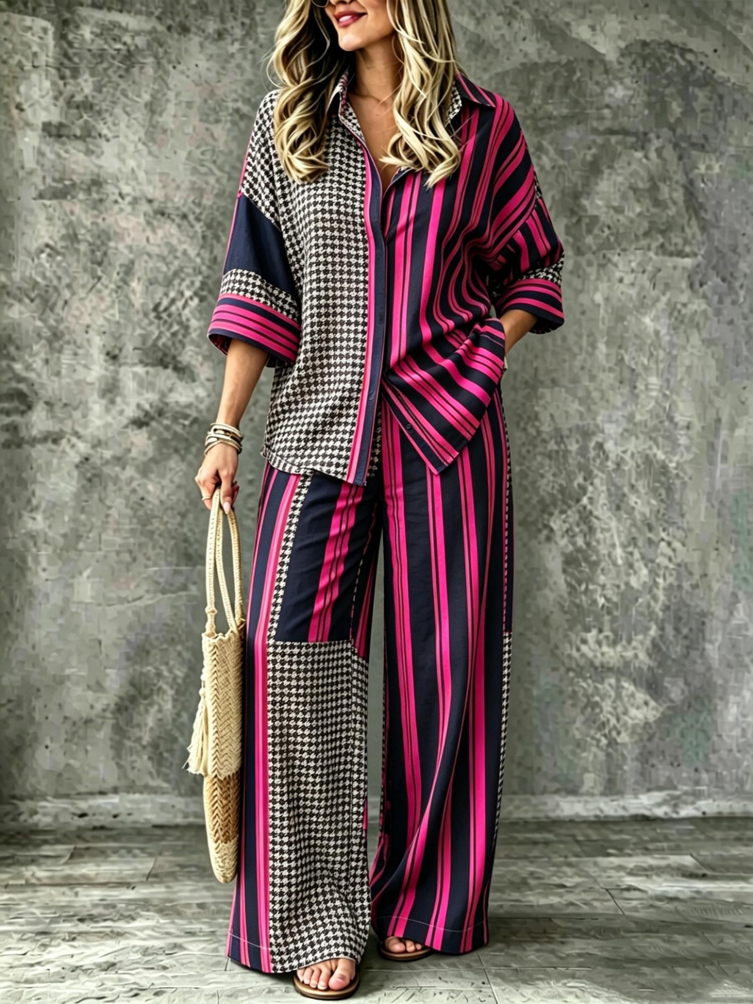 SpringSummer Digital-Print Shirt And Pants Set
