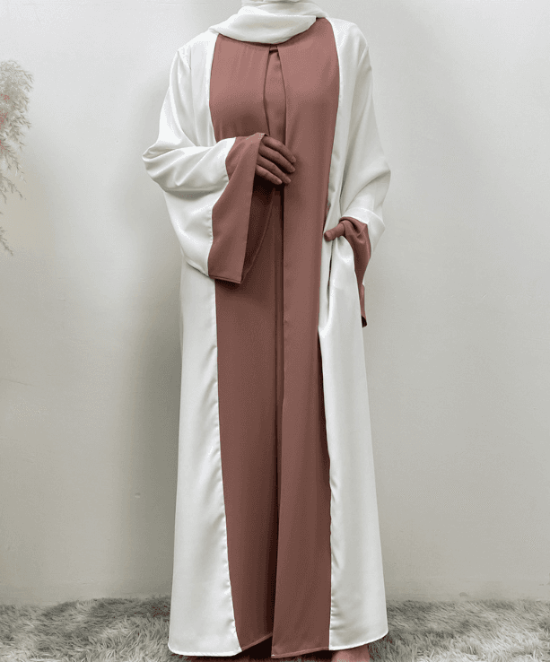 Loose-fitting Long Cardigan-style Patchwork Faux Two-piece Dress