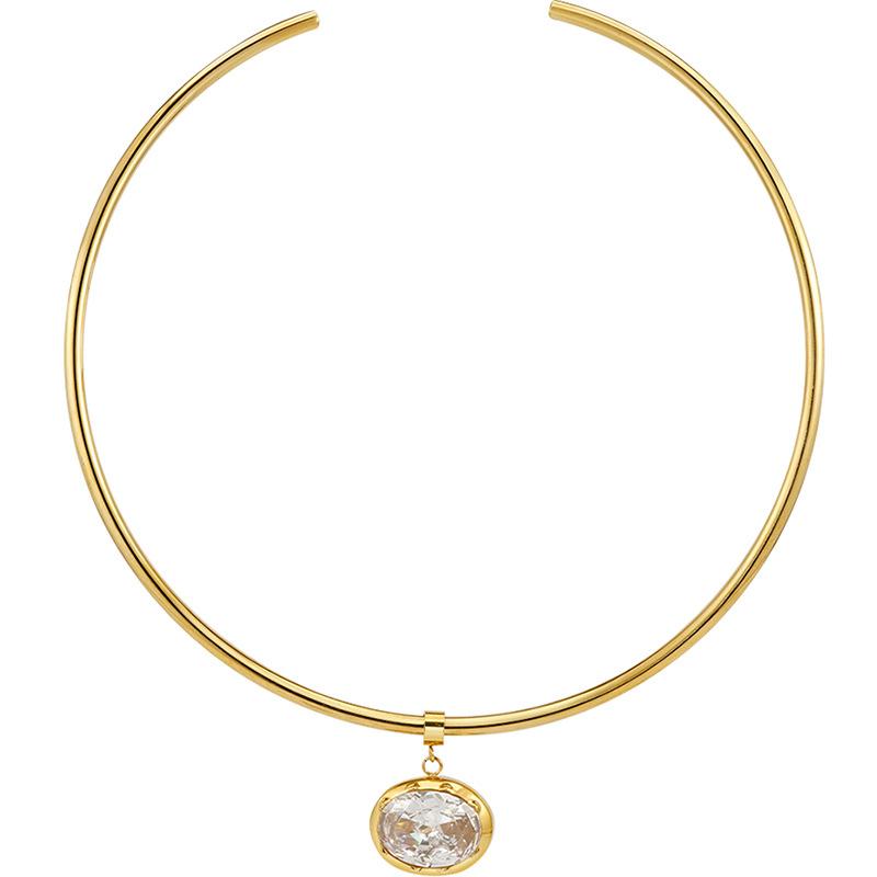 18K Gold-Plated Titanium Steel Open-End Choker Pendant Necklace
