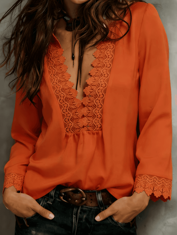 V-neck Loose Long-sleeved Top