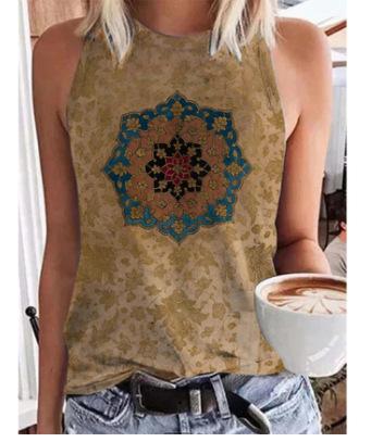 New Womens Crew-neck Tank Top With 3D Digital Print