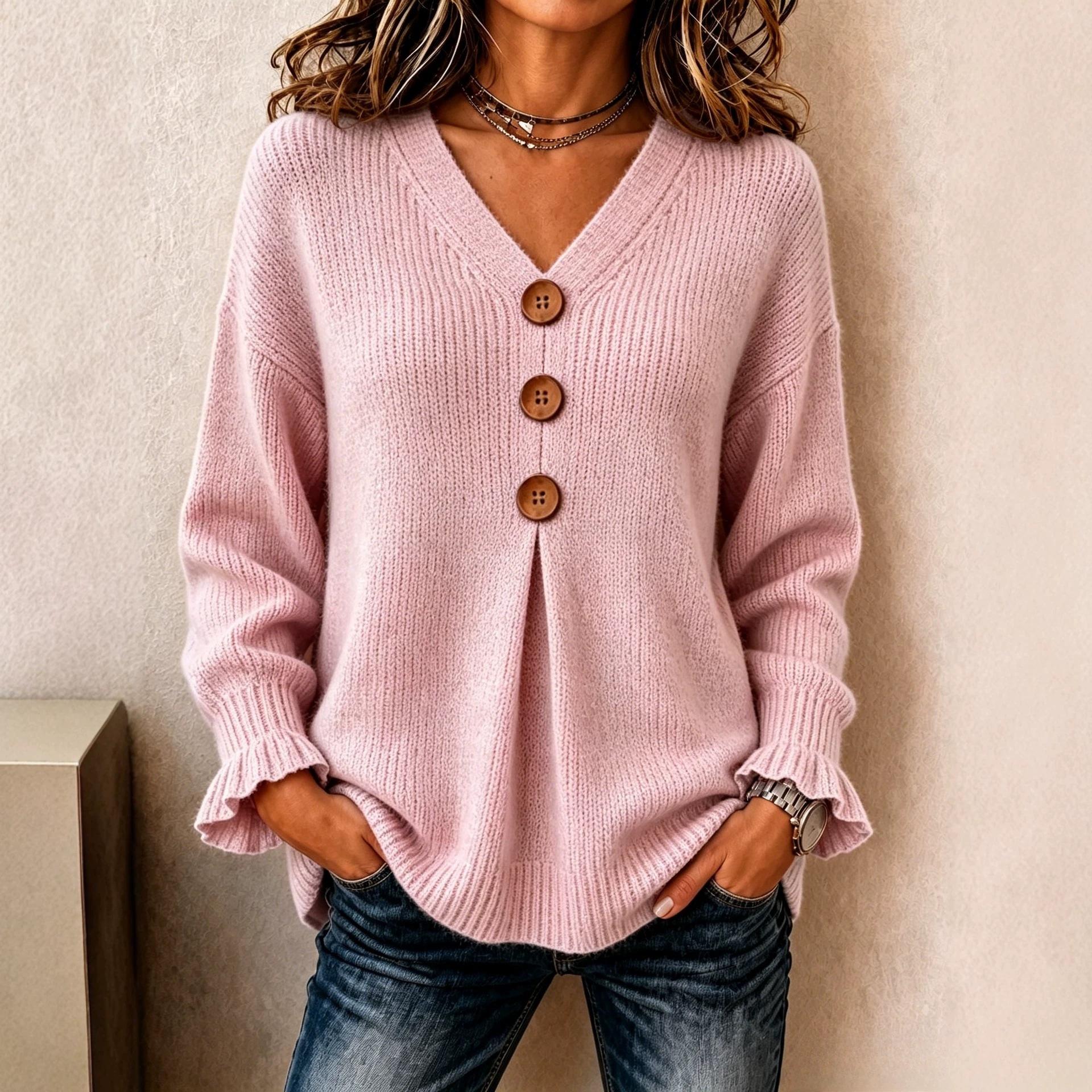 Womens New Sweater With Lace-trimmed Long Sleeves