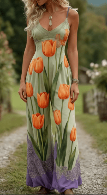 Women's Jumpsuit, Lightweight And Elegant, Fashionable Printed Sleeveless Casual Suspender Jumpsuit
