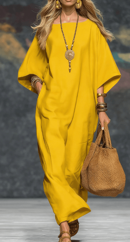 Minimalist Vacation Style Loose Silhouette Long Dress For Women