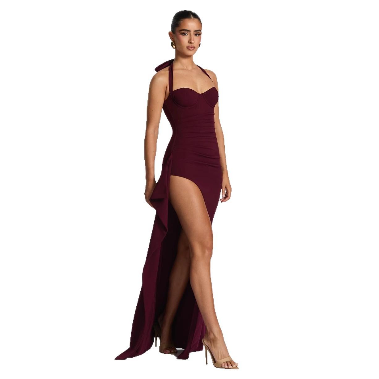 Fashion Ladies New Backless High Slit Dress
