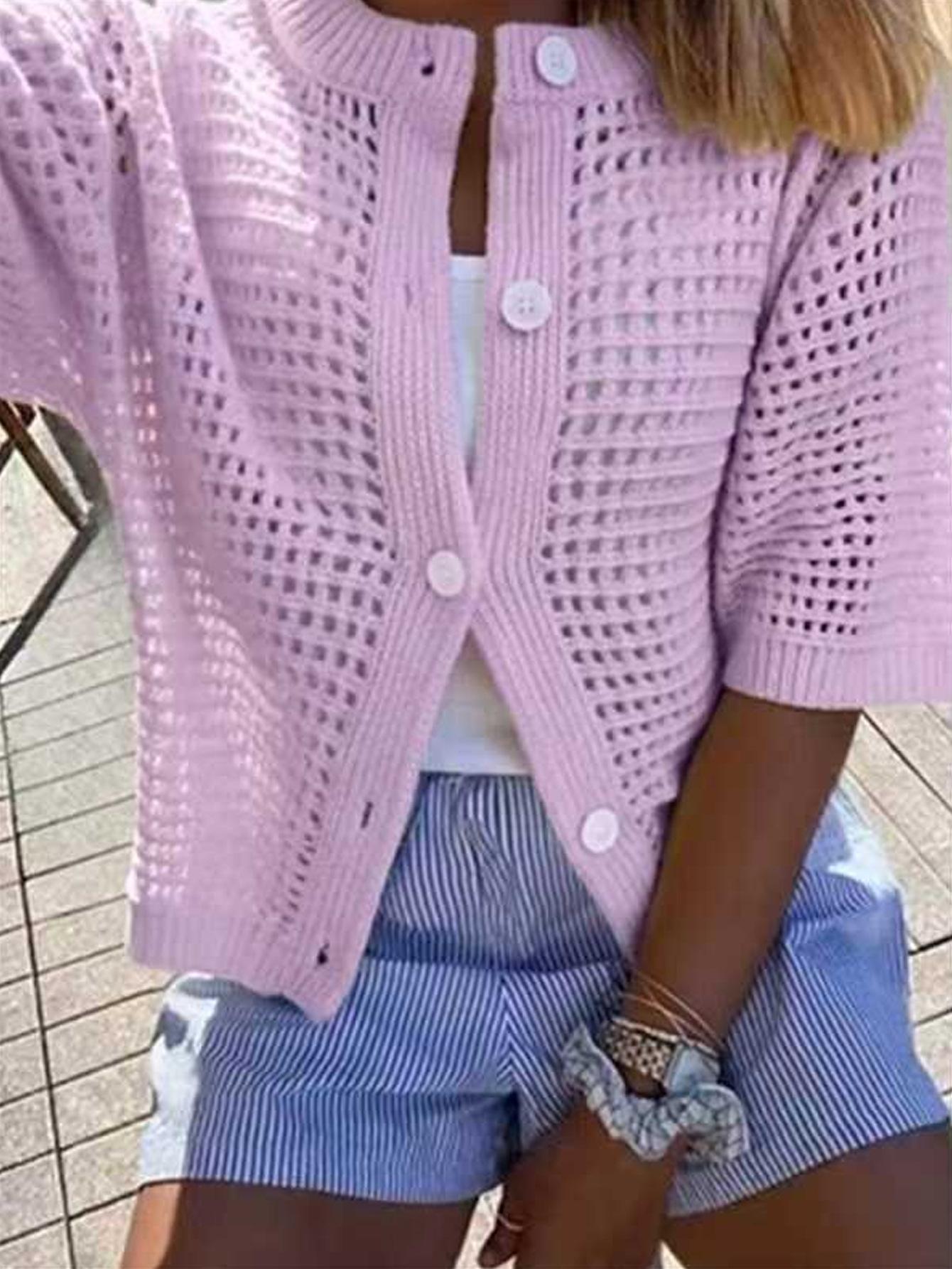 Women's Solid-color Cardigan Sweater Top
