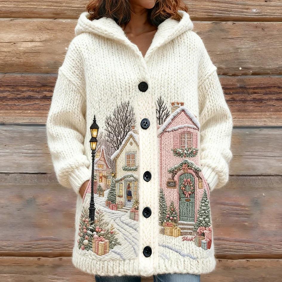 Women's Casual Printed Cardigan Loose Fitting Long Coat
