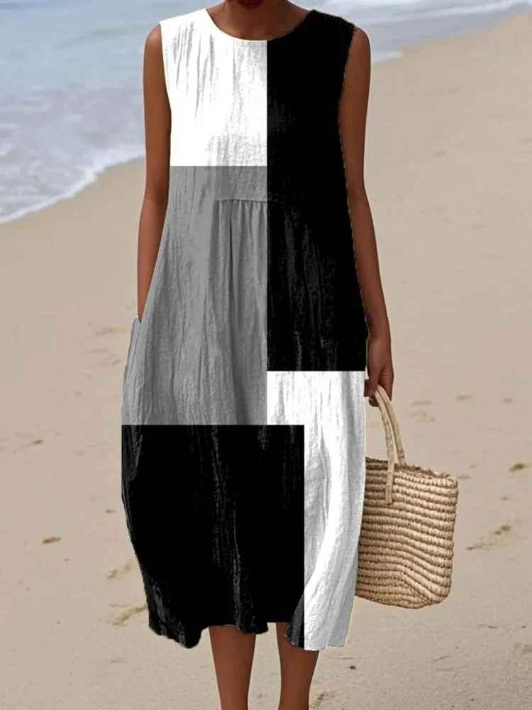 Women's Sleeveless Casual Printed Temperament Dress