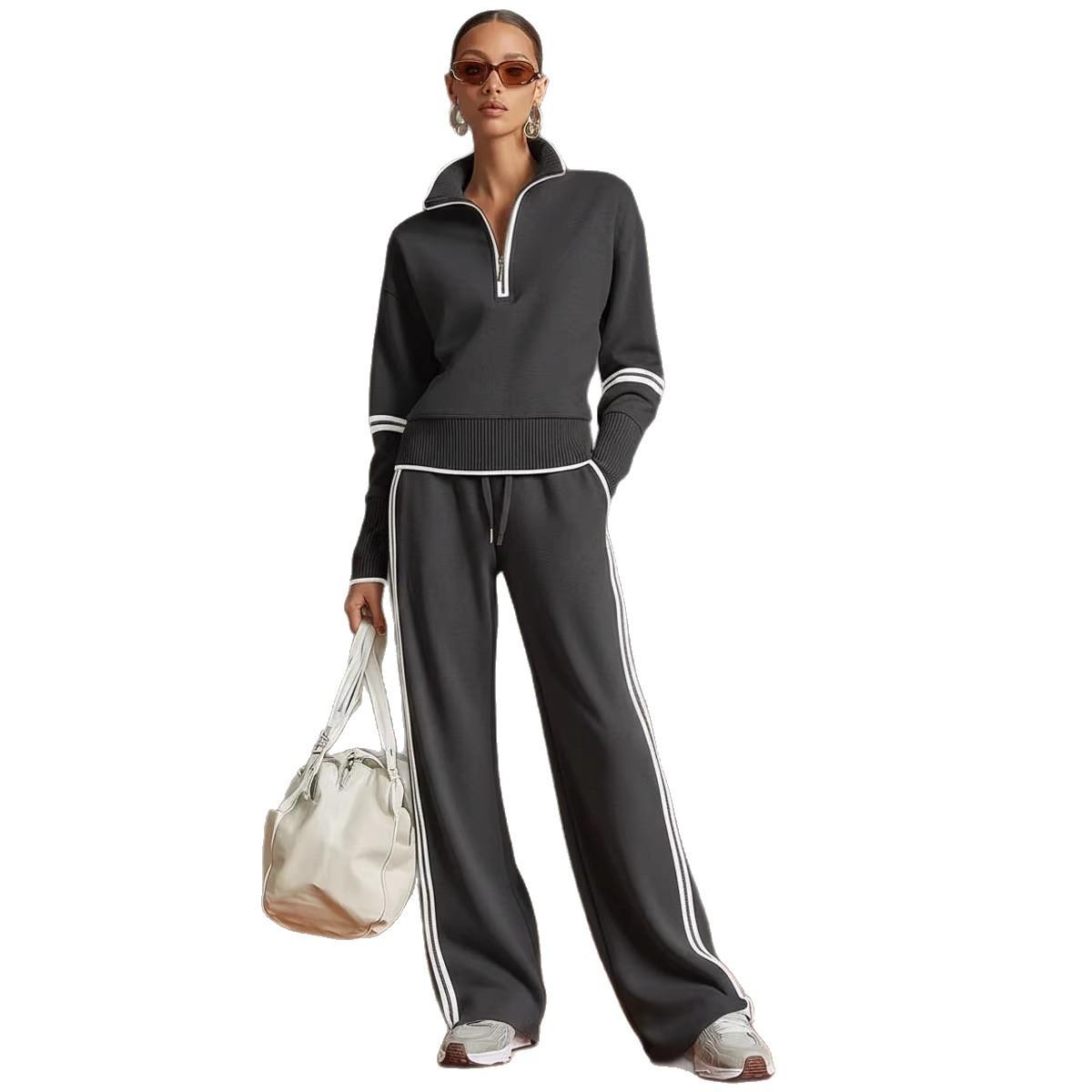 Women's Casual Sports Long Sleeve Suit Set Comfortable Breathable Two Piece Outfit For Daily Wear