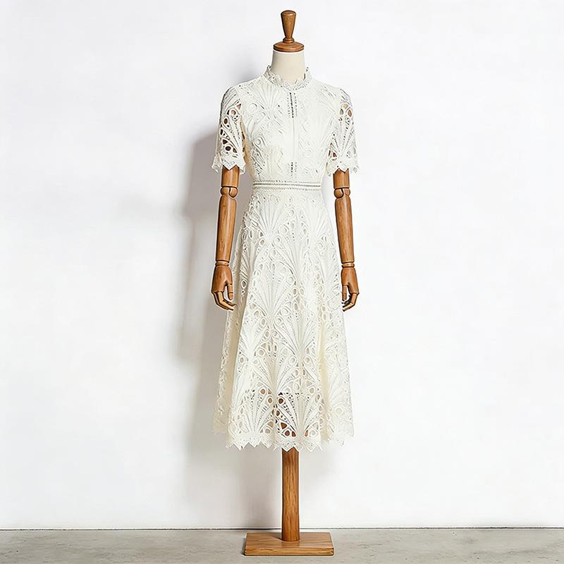 Retro Cinched Slimming Short Sleeves High Sense Dress