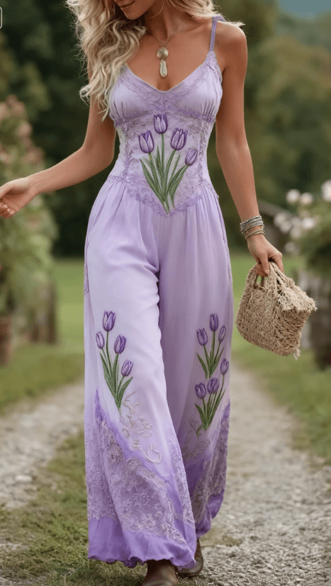 Casual Print Women's Tank Top Pantsuit