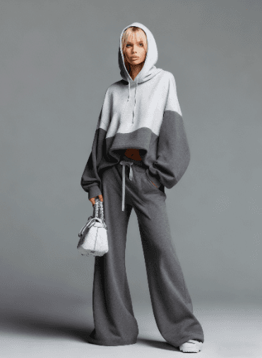 Color-blocked Hoodie And Wide-leg Pants Two-piece Set