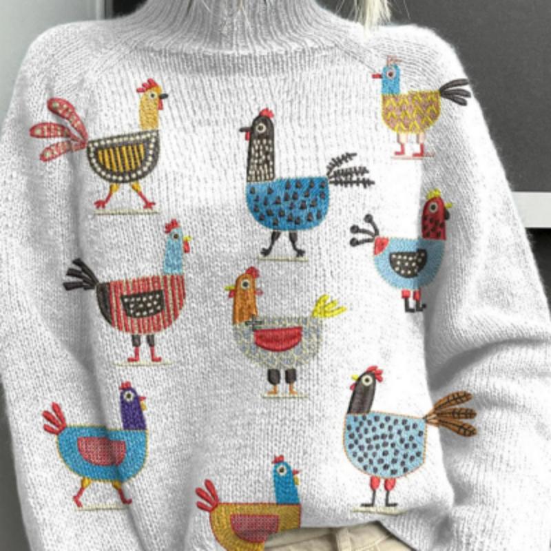 Women's Woolen Sweater Fashion High Collar Sweater