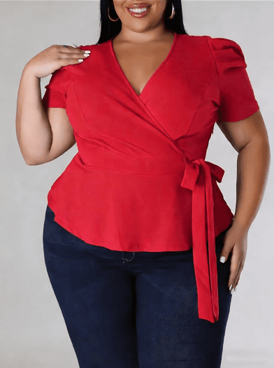 A Puff-sleeve Top With A Drawstring Waist