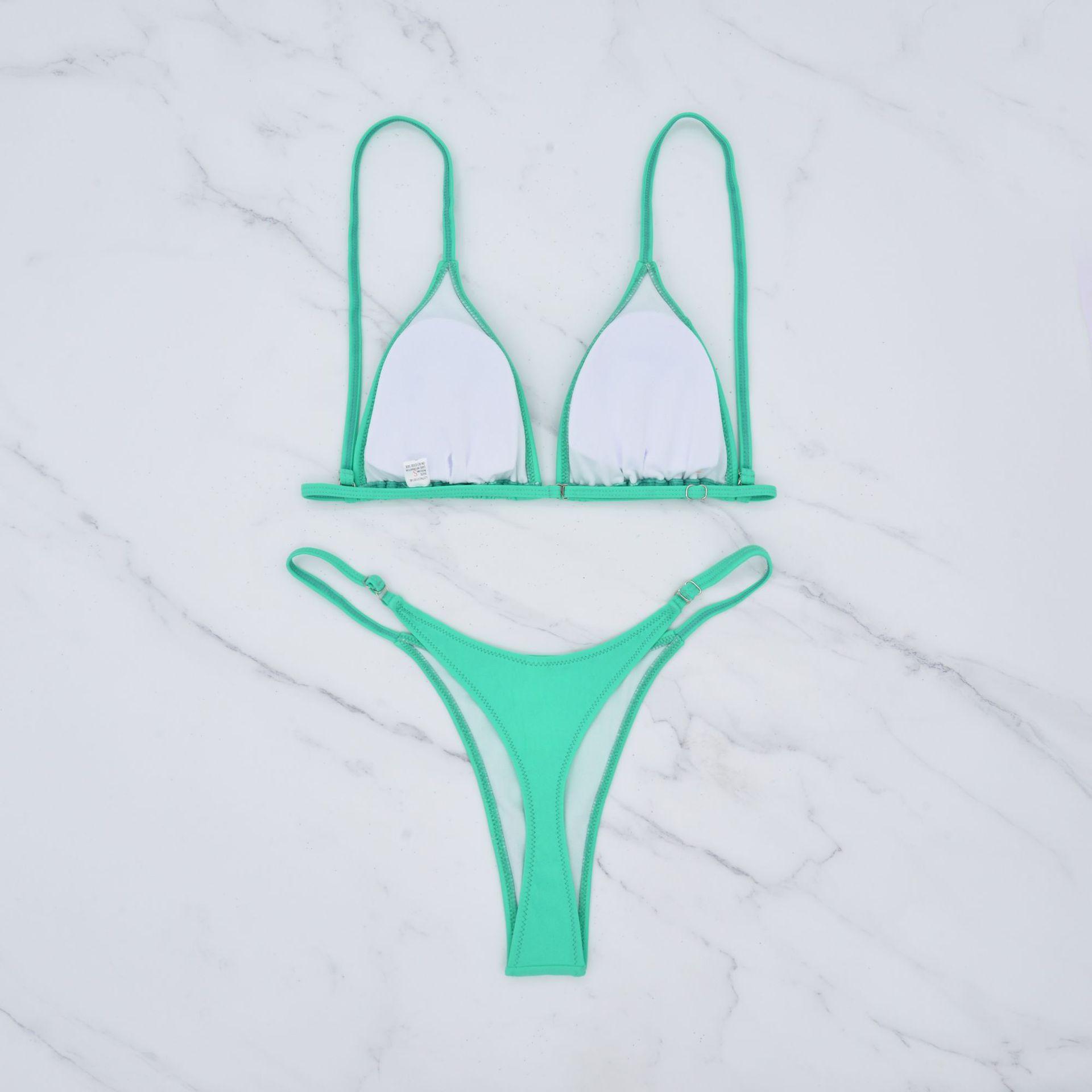 European And American Solid Color Women's Advanced Sexy Seaside Bikini Swimsuit