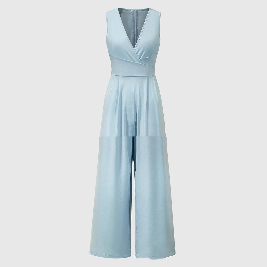 Women's Solid Color Wide Leg Jumpsuit