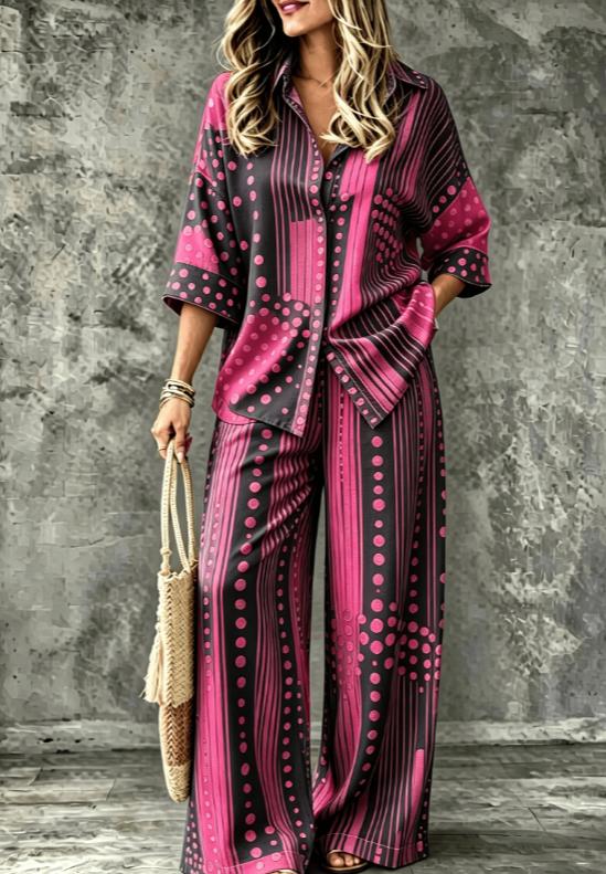 Spring Summer Womens Shirt Set With Digital Print