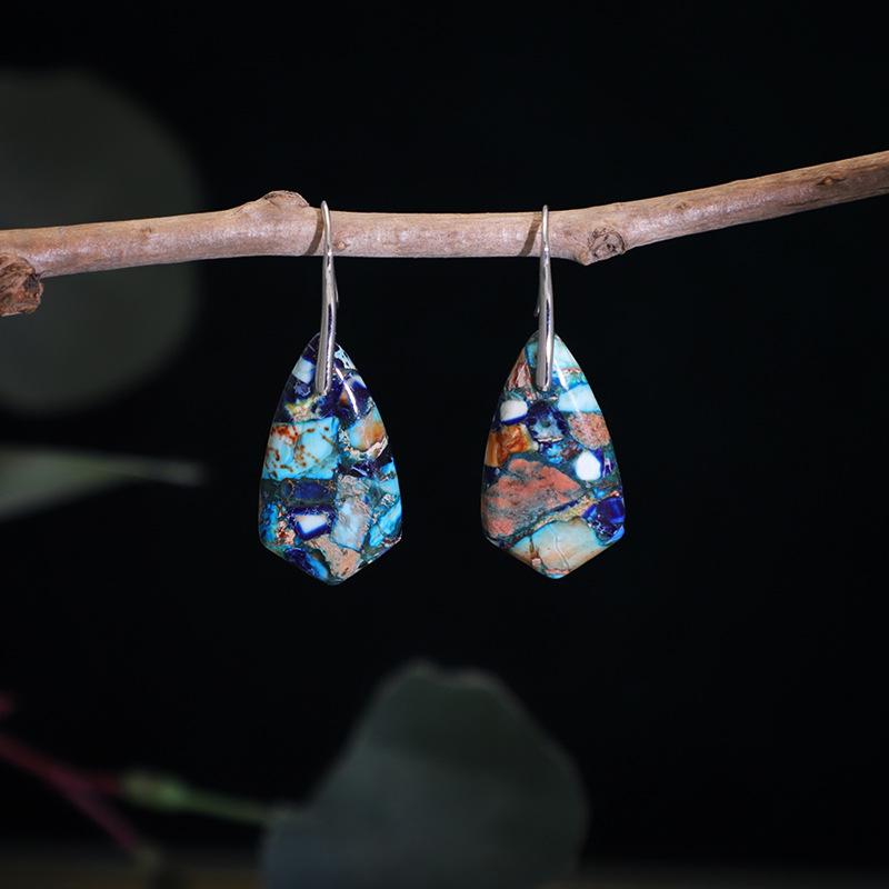 Triangular Rhombus-shaped Floral Earrings For Women