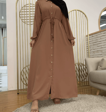 Collared Cardigan, Full-button Fitted Long Dress