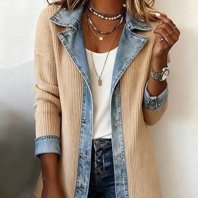 Fashionable Elegant Slim-fit Long-sleeve Patchwork Coat For Women